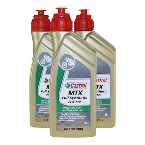 paquete de tres envases de aceite para caja de cambios Castrol MTX
